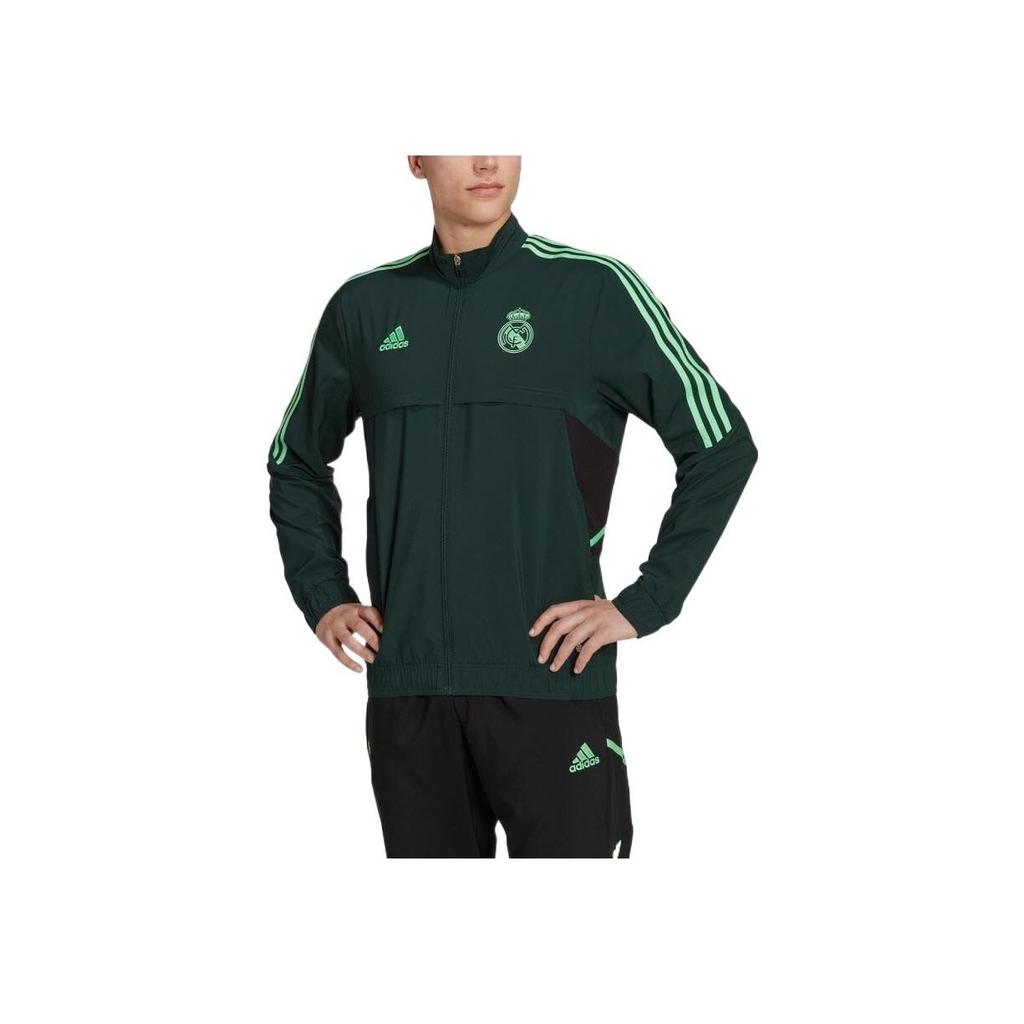 Adidas FW22 Striped Logo Pattern Printed Long Sleeve Jacket Men Jackets Green HD1217