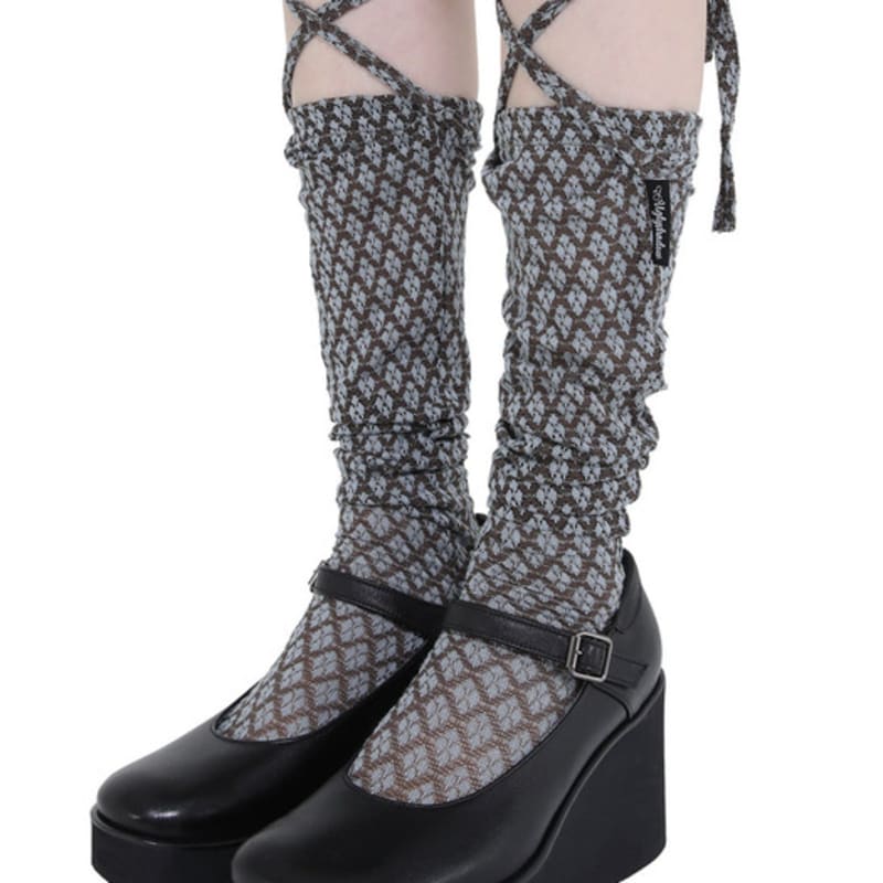 

UGLYSHADOW LACE LONG SOCKS(BLUE BROWN) FREE