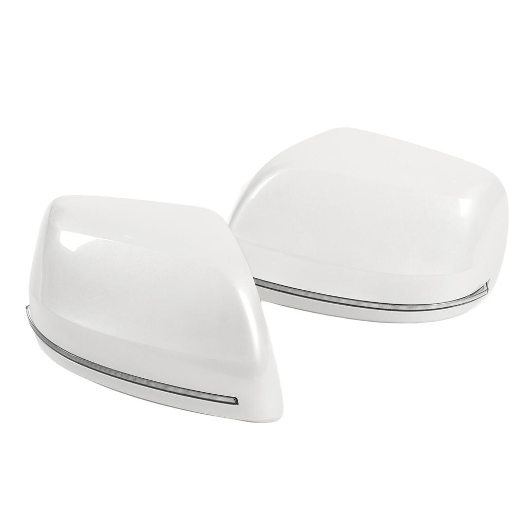2PCS Car Rearview Mirror Cover with LED Turn Signal Light Replacement for Land Cruiser 200 LC200 FJ200 2016‑2019 White