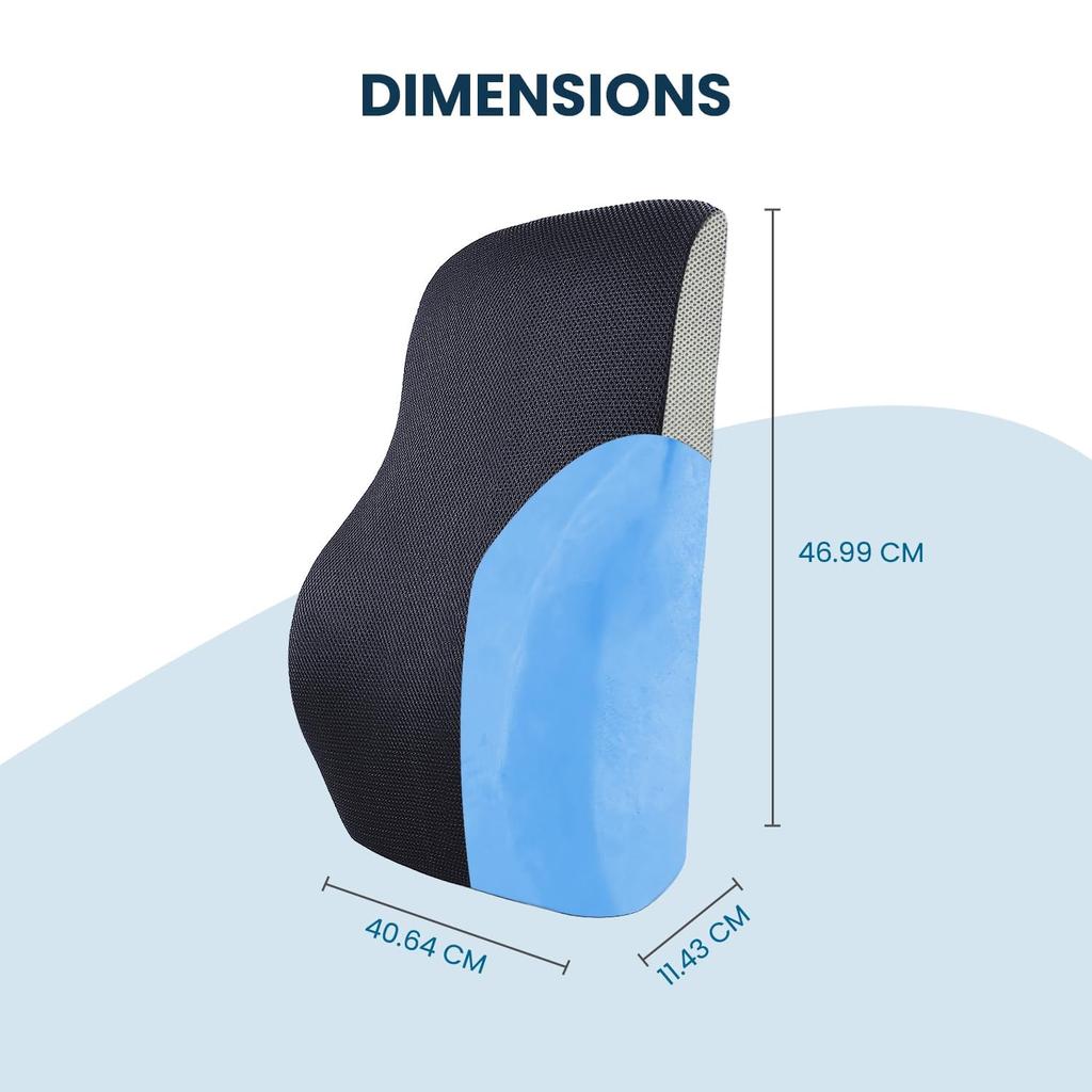(Black/Grey Lumbar Back Support (Gel Infused) Lumbar Support Pillow for Office Chair for Back Pain, Car Seat, Memory Foam