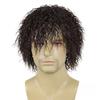 Synthetic Realistic Big Curly Wigs for Men Black Fluffy Elastic Curls Hair Short Afro Wig Daily Breathable Man Wig Daily Cosplay