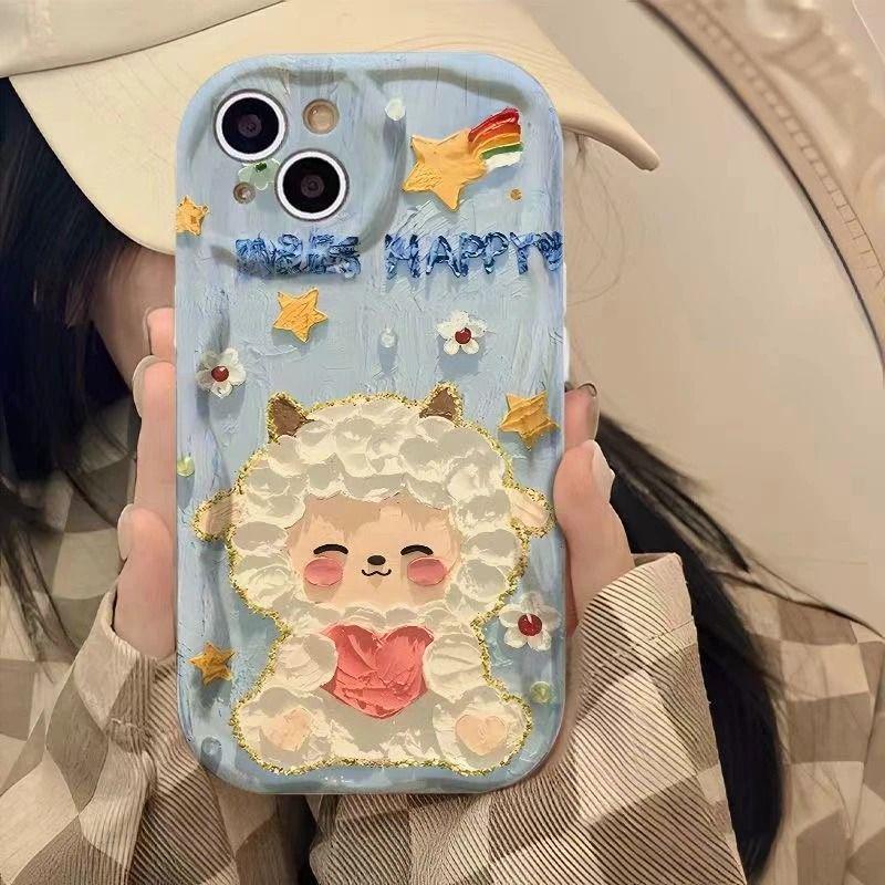 

Мягкий чехол для iPhone Люблю маленькую овечку : Совместим с моделями 17PRO, 16PLUS, 15, 14, 13 - Милый и ценный дизайн Apple 14