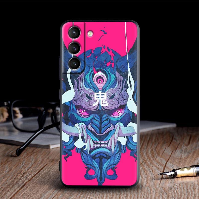 Japan Oni Samurai Yokai Mask Dragon Cases For Samsung Galaxy S24 Ultra S21 FE S23 S20 S22 Ultra S10 Plus Case Soft Funda Covers