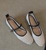 Fashion Summer Vintage Woven Mary Jane Flats Super Soft Mesh Anti-Slip Wear-Resistant Round Toe Shallow Strap Single
