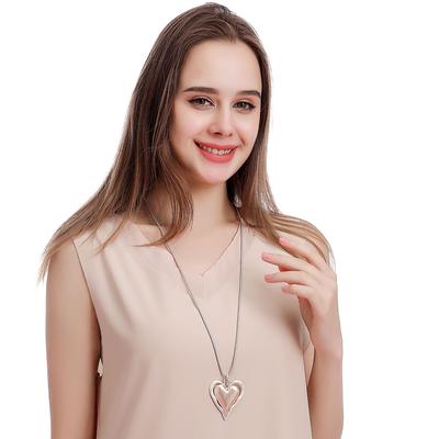 Necklace Small Rope Peach Heart Two-Color Classic Geometric Women'S Long Metal Sweater Chain