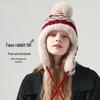 Chapéu Estilo Mao de Pele Falsa de Coelho Japonês: Chapéu de Inverno Quente, Forrado com Fleece e Protetor de Orelhas para Ciclismo e Esqui