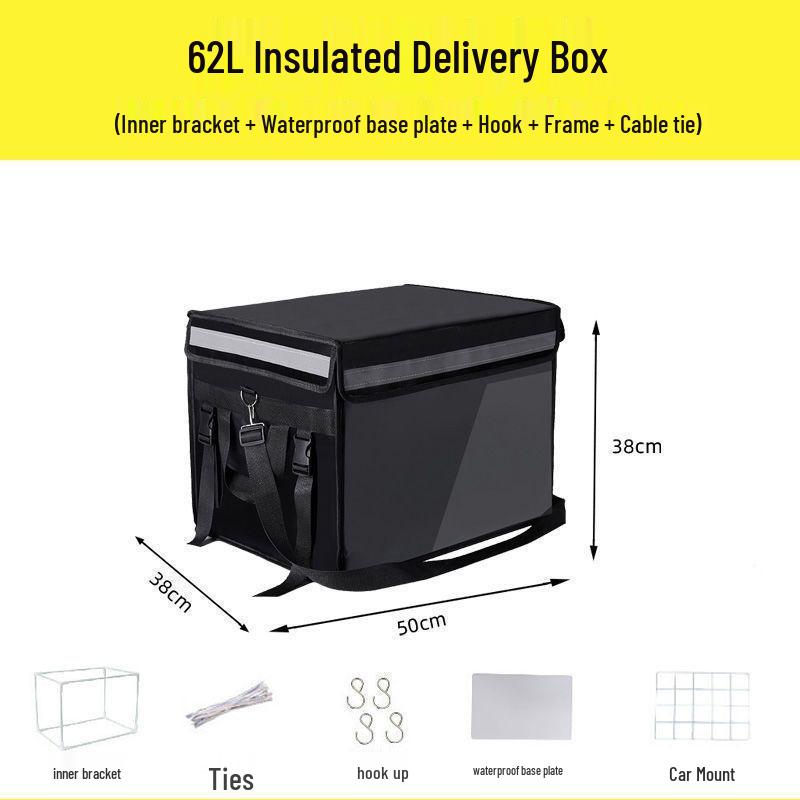 Meituan Waimai Black Insulated Delivery Box - Thickened, Waterproof, Car-Mounted, and Home Use.
