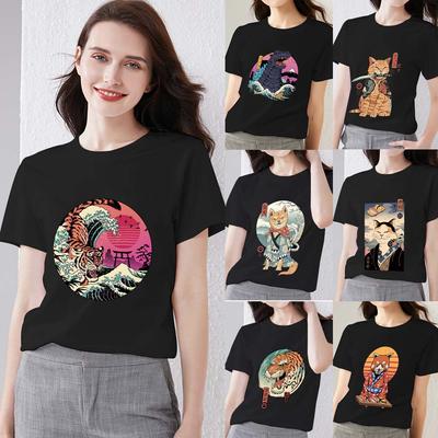 Women's Casual Slim T-shirt Summer Classic Japanese Anime Print High Quality T-shirt S-5XL Short Sleeve Top Women's Clothes