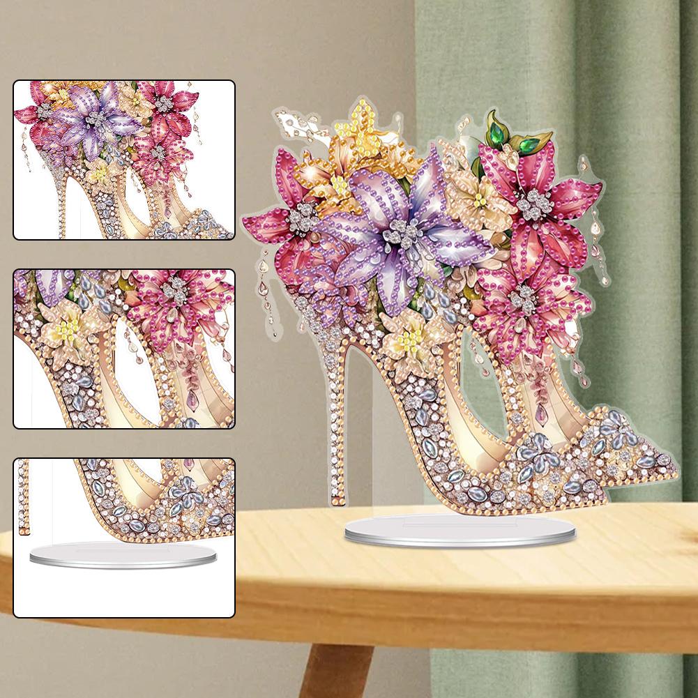 2D/Flat High Heels DIY Diamond Painting Tabletop Ornaments Kit Table Top Diamond Painting Ornament Kits Bedroom Table Decoration