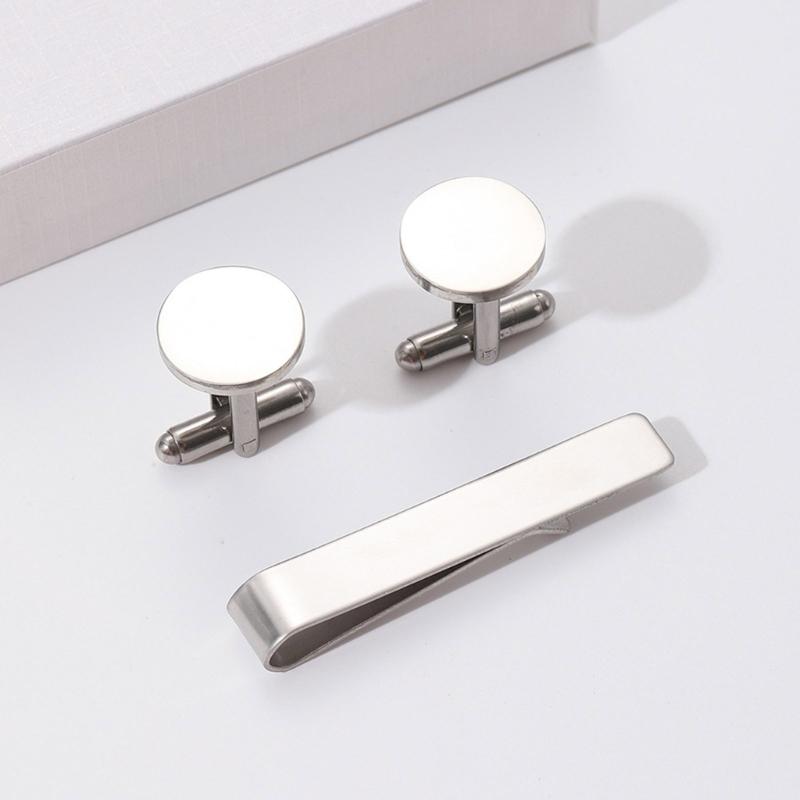 Stylish Men's Tie Clip and Cufflinks Set for Business Professional Craft of Stainless Steel With Elegant Designs