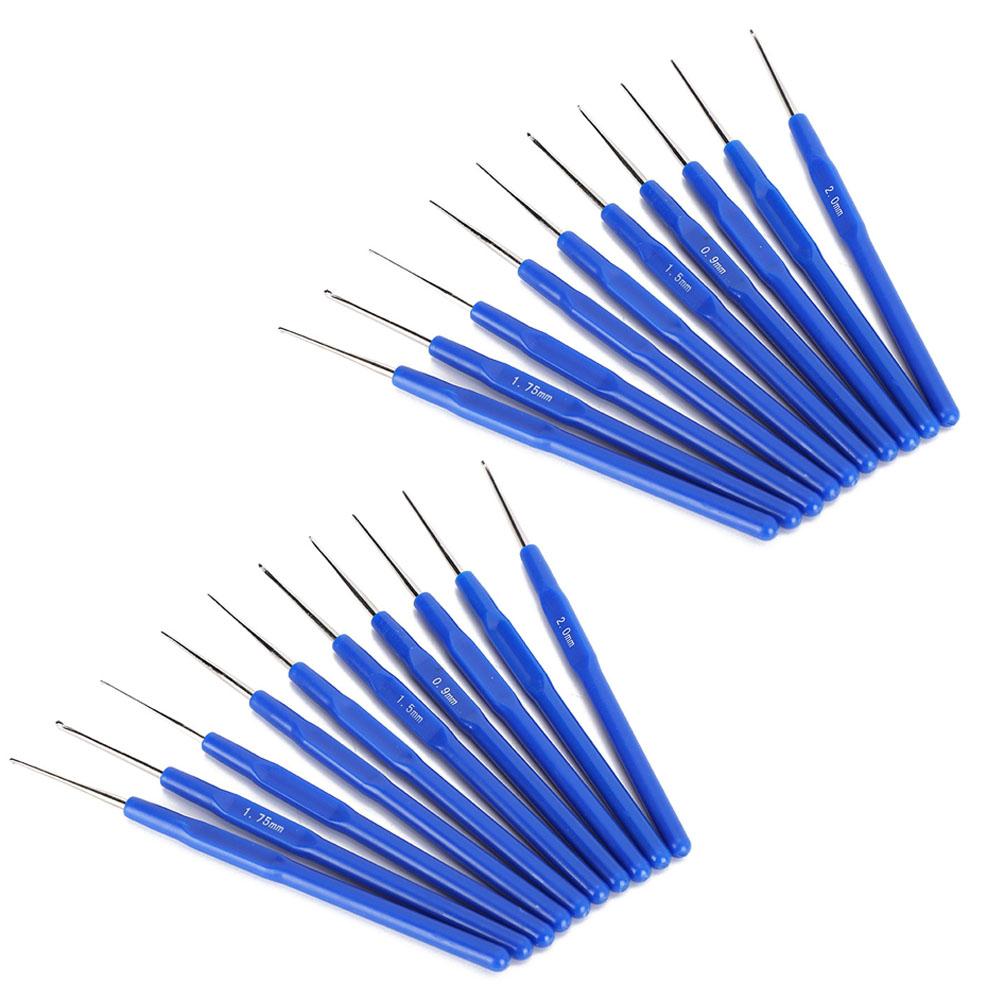 20 Peças Agulha de Crochê Agulha de Suéter Cabo Azul Fio Tecelagem Artesanato Ferramenta de Tricô Acessórios de Costura