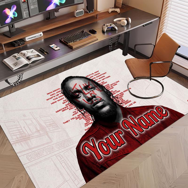 Custom Name Crystal Velvet Rug,Kendrick Lamar Comfortable Anti Slip Floor Mat For Room Decoration