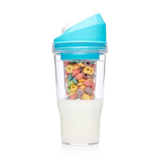 Portable Cereal Cup Plastic Milk And Cereal Travel Cup To-go Cereal Container No Spoon or Bowl Needed for Kids Adults Breakfast On The Go
