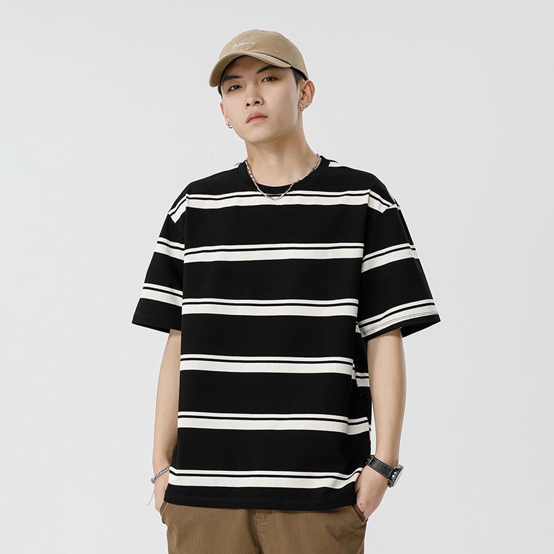 

Мужская футболка с коротким рукавом в японскую полоску Kunhai Pengyun - Модная, Повседневная, Унисекс. M