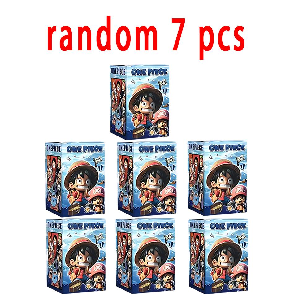 One Piece blind box 1-8pcs Anime Ship Figure Luffy Model Toy kawayi Mini Boat Pirate Ship Navy Going Merry Boat  Assembled Model