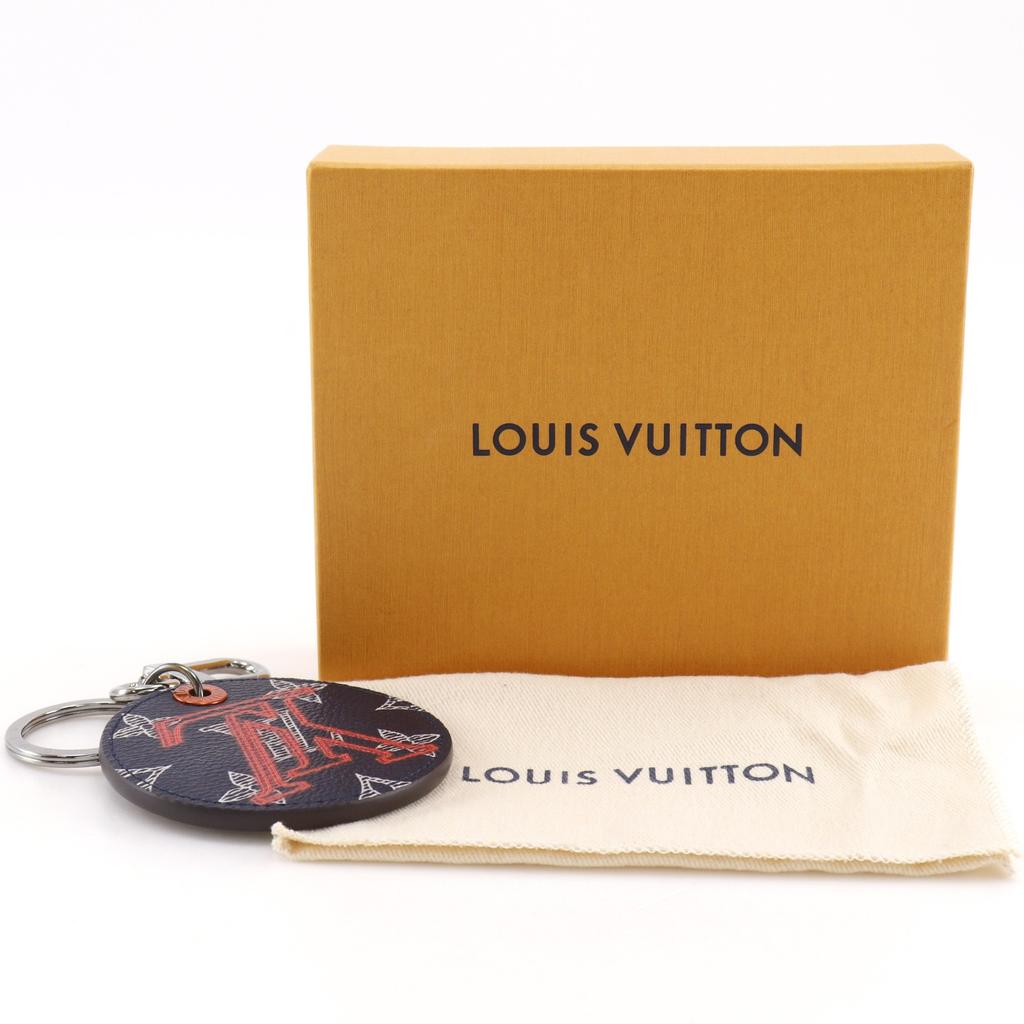 Louis Vuitton Portocle LV Upside Down Key Ring MP1988 Monogram Ink Bag Charm Black Calfskin Mens Used