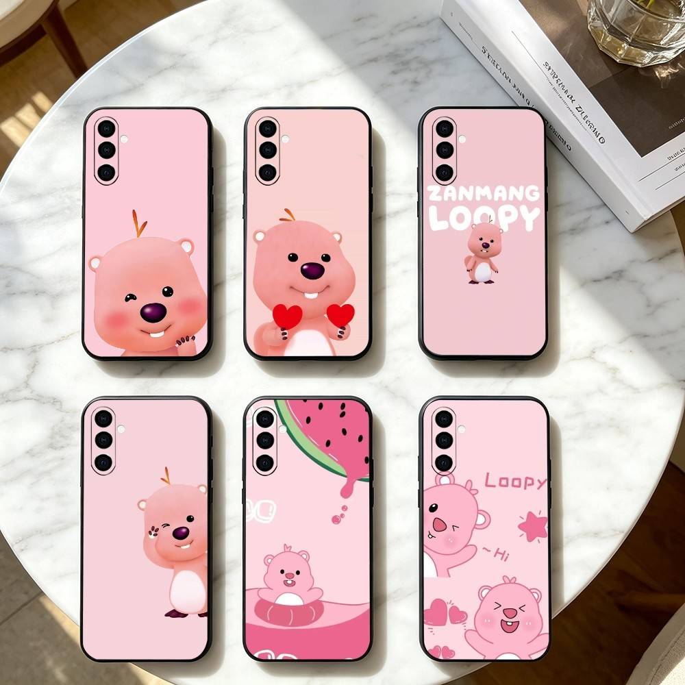 FOR C-Cute L-Loopys Gift Phone Case For Samsung Galaxy A73,A72,A71,A70,A53,A52,A51,Others Soft Black Cover