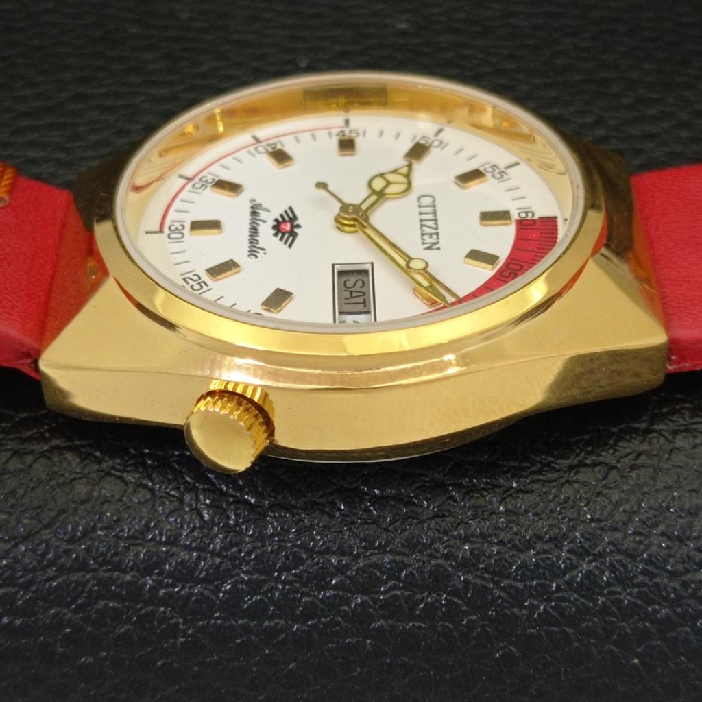 REFURBISHED MENS CITIZEN AUTOMATIC 8200 JAPAN WHITE COLOR DIAL WATCH A432386-2 R111-a432386