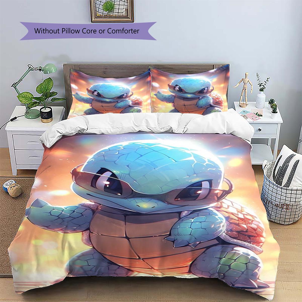 

Squirtle Patterned Pillowcase & Duvet Cover Set Stylish Bedding for Bedroom Decoration Great Gift for Fans.-TING 135x200cm