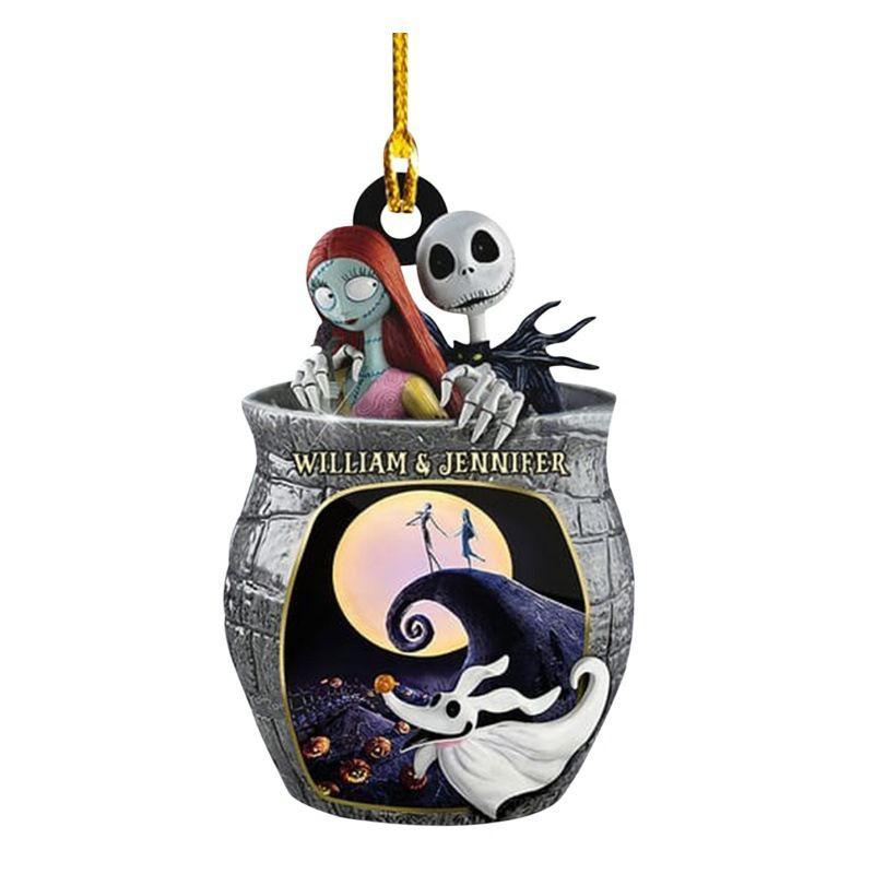 

Nightmare Before Christmas Jack Sally Xmas Tree Pendant Halloween Decor Acrylic Gift Gray
