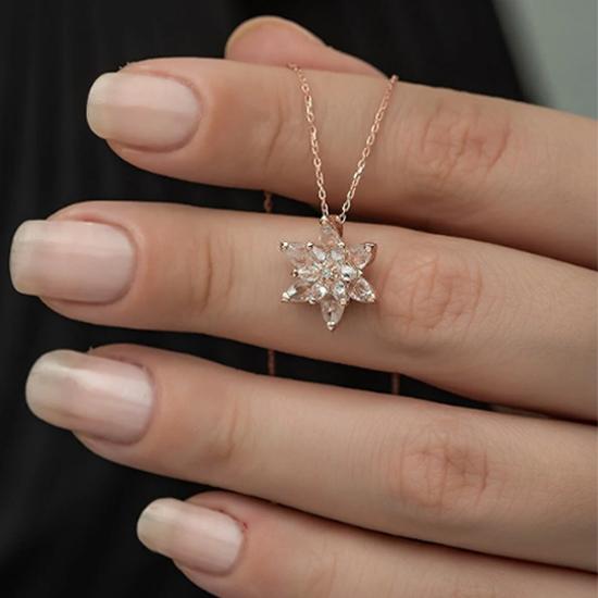 

Ожерелье с цветком белого лотоса, женское ожерелье из стерлингового серебра