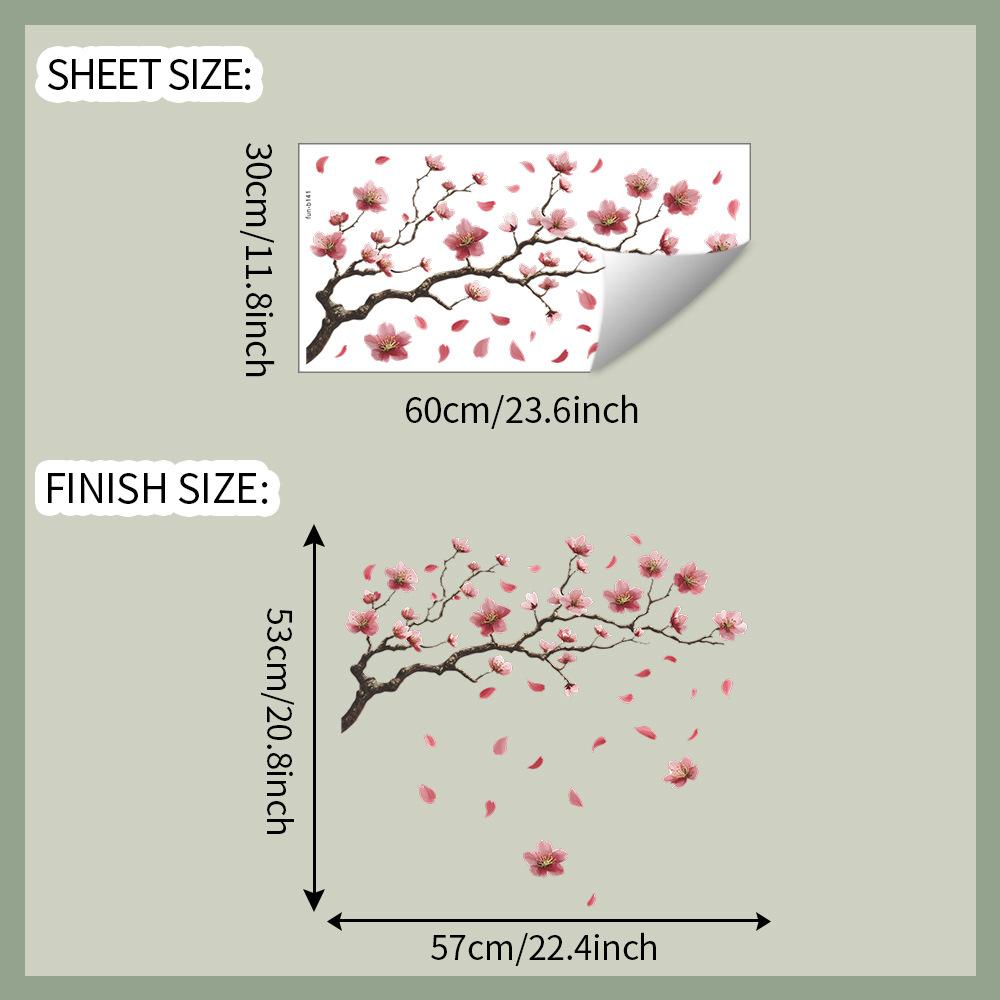 

Ручно розписана гілка та квіти Наклейка на стіну Елегантний самоклеючий знімний декор для спальні вітальні домашнього мистецтва на стінах 30x60cm різнокольоровий