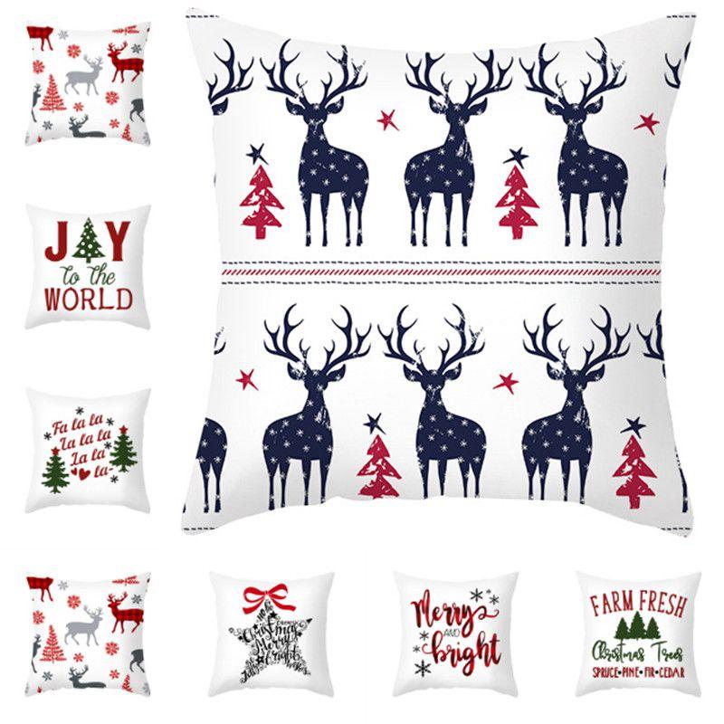 Festive Christmas Pillow Case Cushion Cover Featuring Adorable Reindeer Design