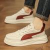 2025 new men's shoes super leather tide brand high sense white shoes student adult height increase platform sports board shoes