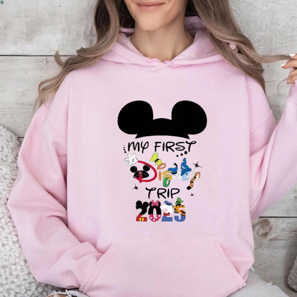 Disney Family Wear 2025 Holiday Commemorative Multi-color Available for Autumn and Winter Casual Loose Hoodie Girls Long-sleeved