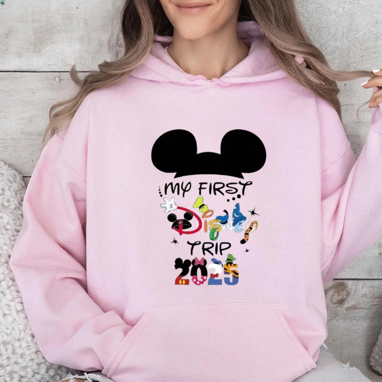 

Disney Family Wear 2025 Holiday Commemorative Multi-color Available for Autumn and Winter Casual Loose Hoodie Girls Long-sleeved 3XL