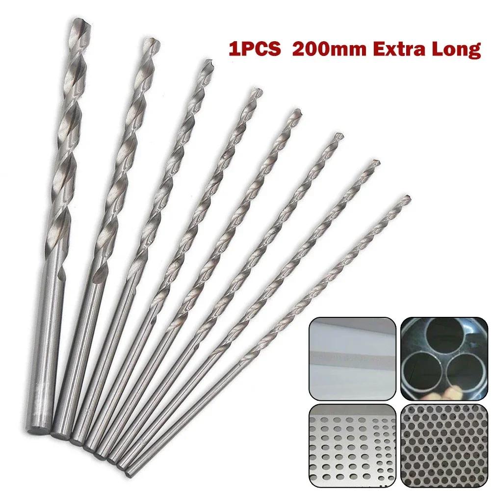 1 peça 200mm Brocas HSS Extra Longas Haste Reta Broca Helicoidal Para Perfuração de Metal Furadeira Elétrica 2-10mm Ferramenta Elétrica
