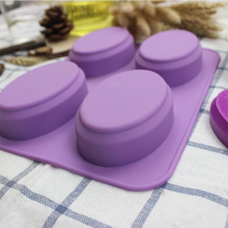 Silicone Soap Mold For Soap Making 4 Cavity Oval Shape Soap Mould Reusable Homemade Soap Making Mold Cake Bakeware Mould