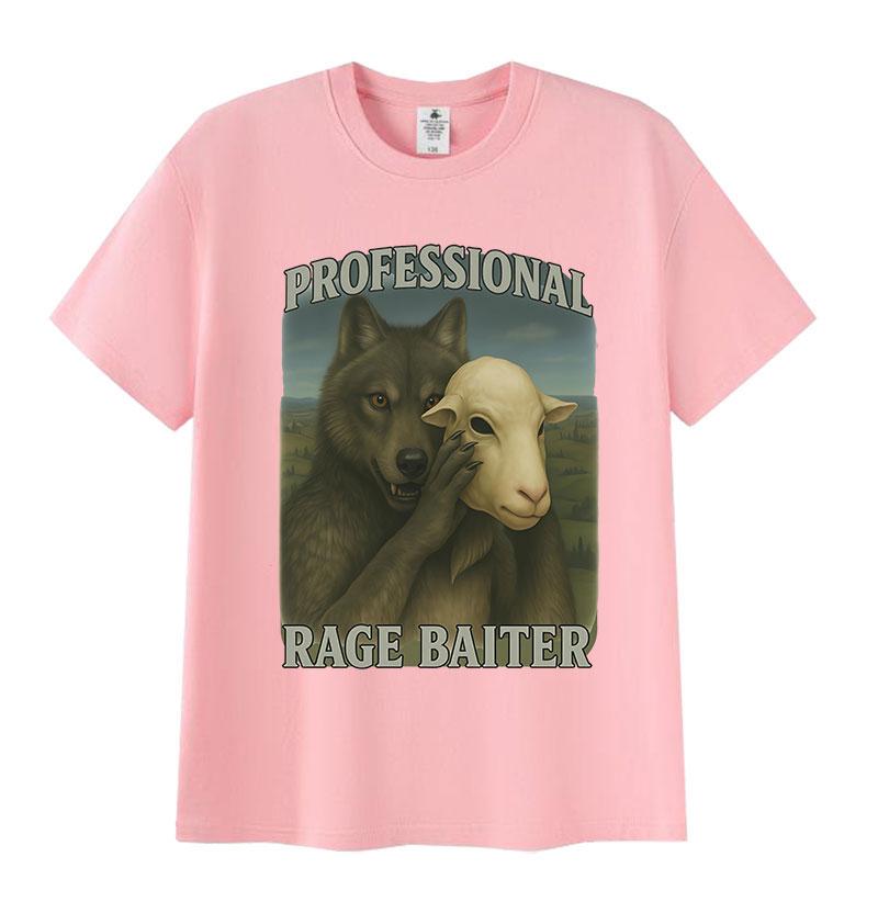 Professioneller Rage Baiter Lustige Wolf Grafik T-Shirts Unisex Damen Humor Kleidung Kurzarm T-Shirts Lässige Übergroße Baumwoll-T-Shirts