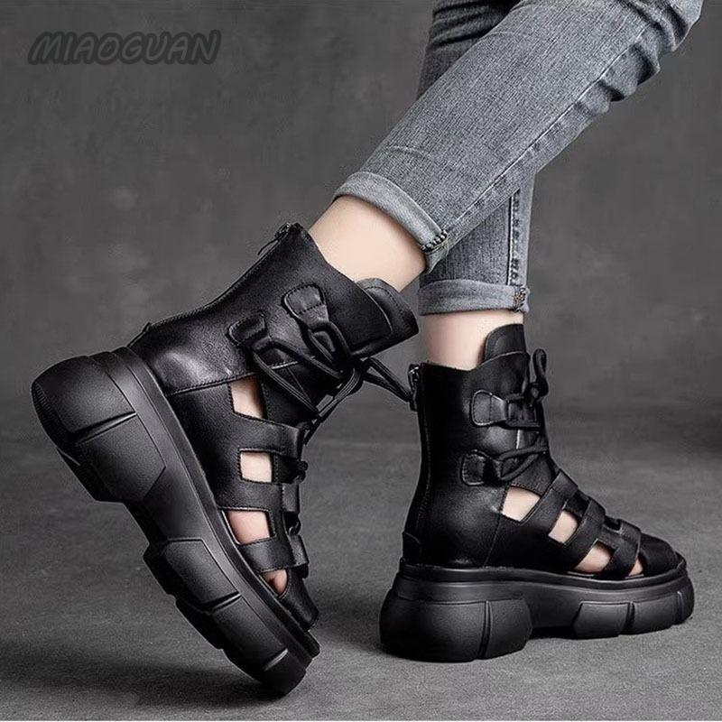 Fashion Women's Sandals Platform New Summer Shoes Hollowed-out Breathable Roman Sandales Femmes High-heeled Wedge Gladiator Sandalias