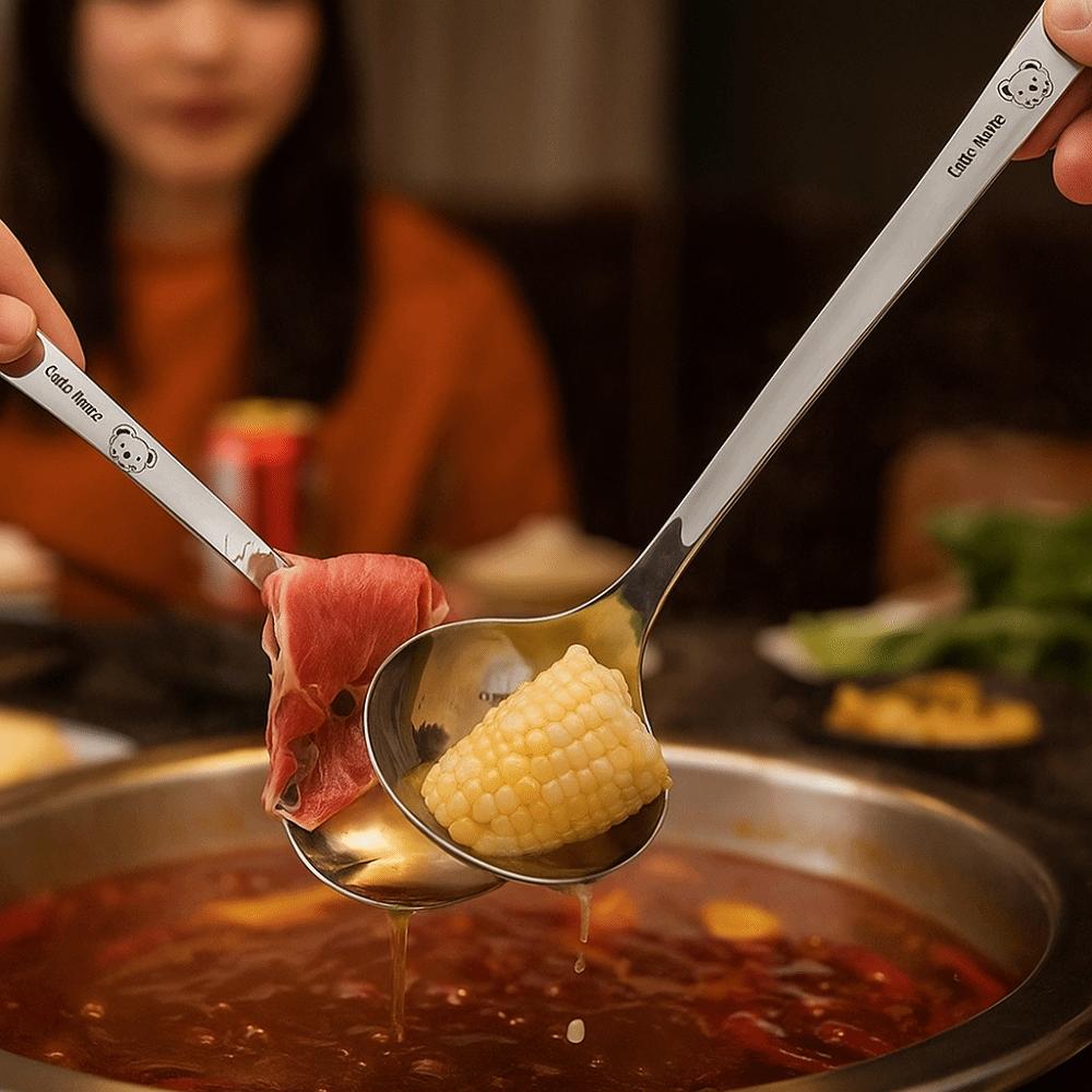 Stainless Steel Hot Pot Spoon High Temperature Resistance Slotted Spoon Soup Ladle  Kitchen
