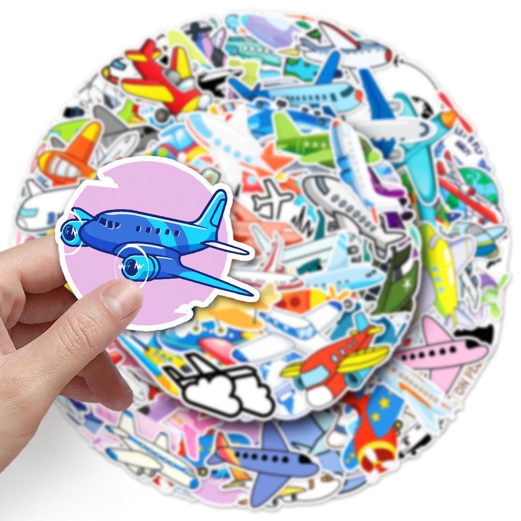 Aircraft Cartoon Vehicle Stickers: 101 Cute, Waterproof Decorations for Suitcases & Phone Cases.