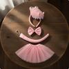 Dinosaur Headband with Skirt Soft Pink Headpiece for Kids, Girls, Dressup, Stage