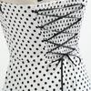 Dot Print Off Shoulder Backless Bowknot Decor A-Line Gown Dress Halter Bandeau Skater Hem Party Dress Female Clothing