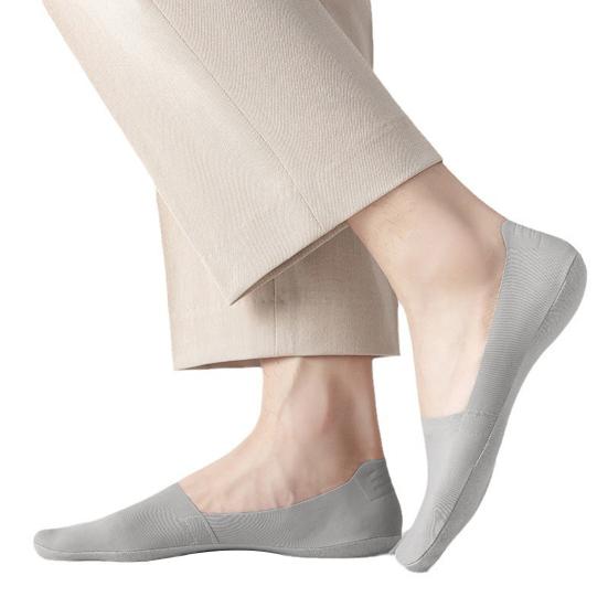 1 Pair Men Low Cut Socks Non-slip Breathable Sweat-Absorbent Shallow Mouth Cotton Socks Summer Stretchy Solid Color No Show Socks