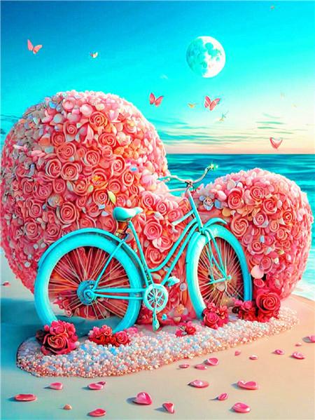 DIY Diamond Mosaic Bicycle Cross Stitch Diamond Painting Flower Love Embroidery Seaside Scenery New Arrival Handicraft