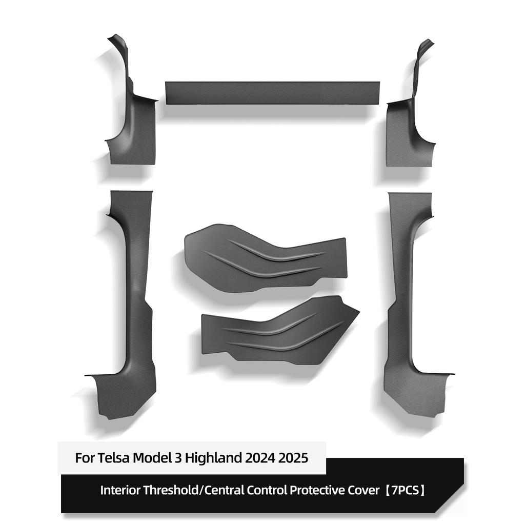 for Tesla Model 3 Highland 2025 2025 Door Sill Strip Guard Car Threshold Protector Accessories Central Control Anti-kick Pad LHD