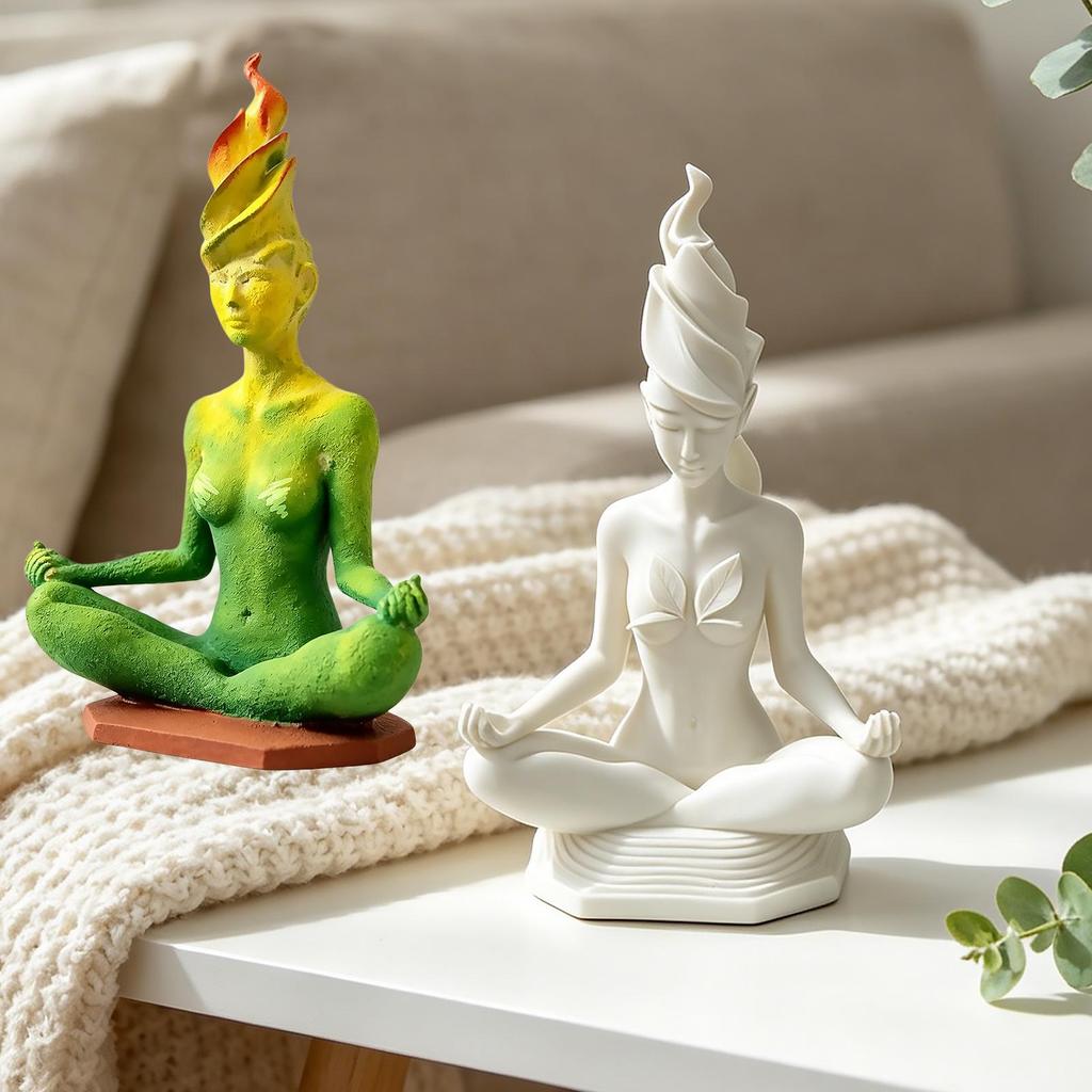 Yoga Figurines Meditation Women Figurine Abstract Yoga Woman Sculpture for Home Shelf Studio Meditation Room Office Living Room