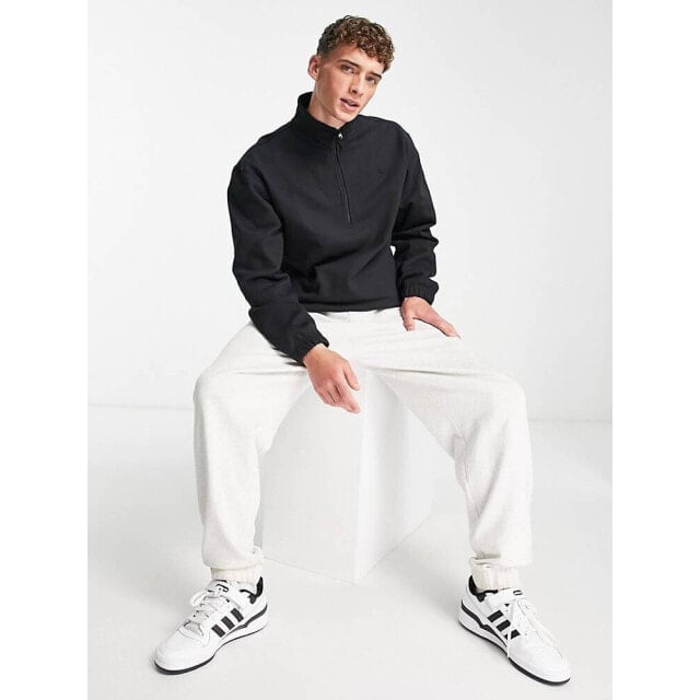 

Черная флисовая толстовка с молнией до половины adidas Originals Adicolor Contempo