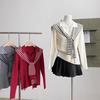 A Gentle and Youthful Long-sleeved Knitted Sweater with A Striped Shawl for The New Autumn Collection
