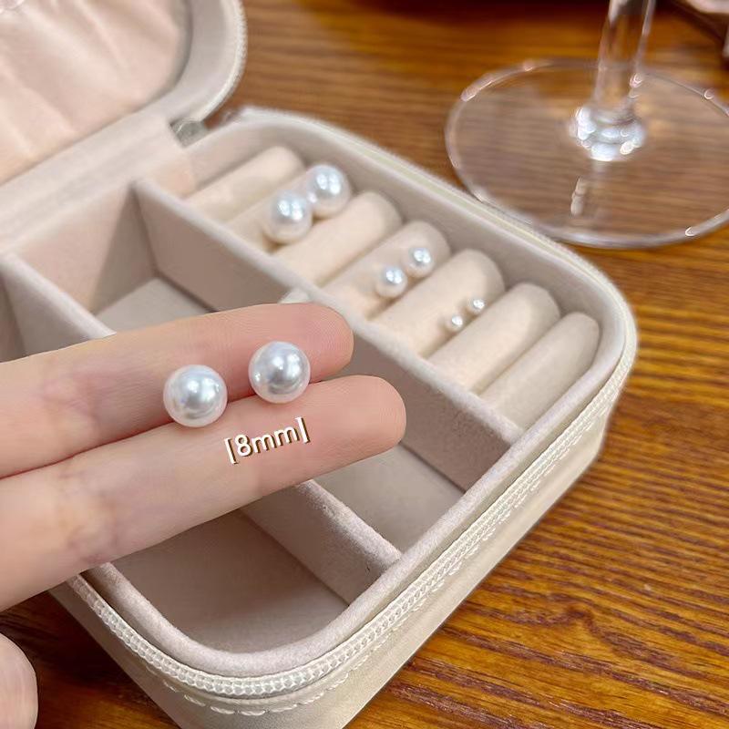 Korean Style 2024 Elegant Silver Needle Pearl Stud Earrings for Women