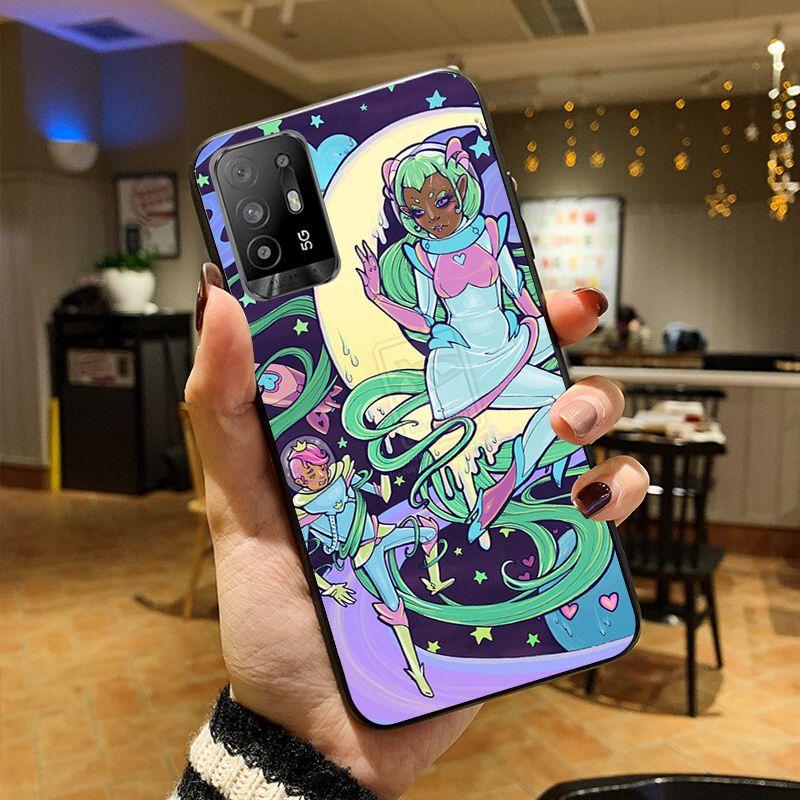 Funda Aesthetics Cartoon Alien Space Phone Cover For OPPO A74 A94 A3S A5S A9 A12 A15S A52 A53S A72 A73 2020 A91 5G Cases Coque
