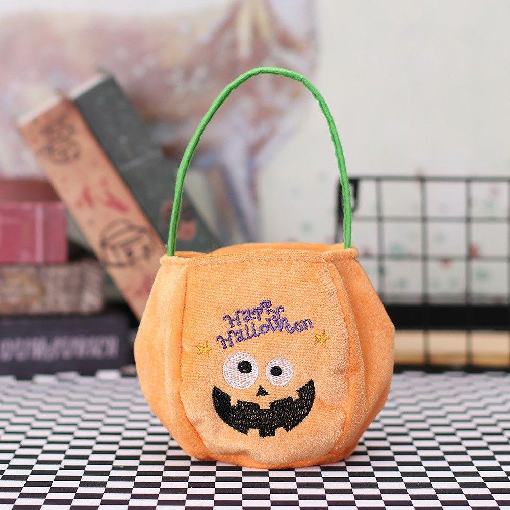 Bat Happy Trick Or Treat Black Cat Pumpkin Halloween Handbag Loot Bag Candy Bag Tote Bags