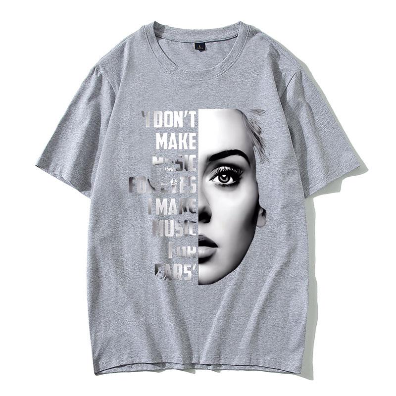 Sommar Bästa Berömda Sångerskan Adele Ansiktsmönster T-shirt för Män Kvinnor Y2K Lyx Komfort Kvalitet Överdimensionerad T-shirt