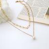 Fashion Titanium Steel Clavicle Neck Chain Trend Cold Wind Pearl Pendant Double Layer Stacked Necklace Women