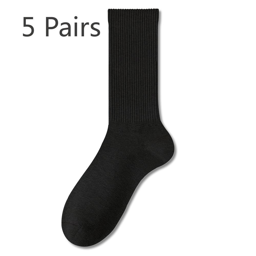 

5 пар женских носков весна-осень средней длины без косточек, впитывающих пот, антибактериальных и дезодорирующих, белых хлопковых, длинных, спортивных носков 5 Pairs чёрный